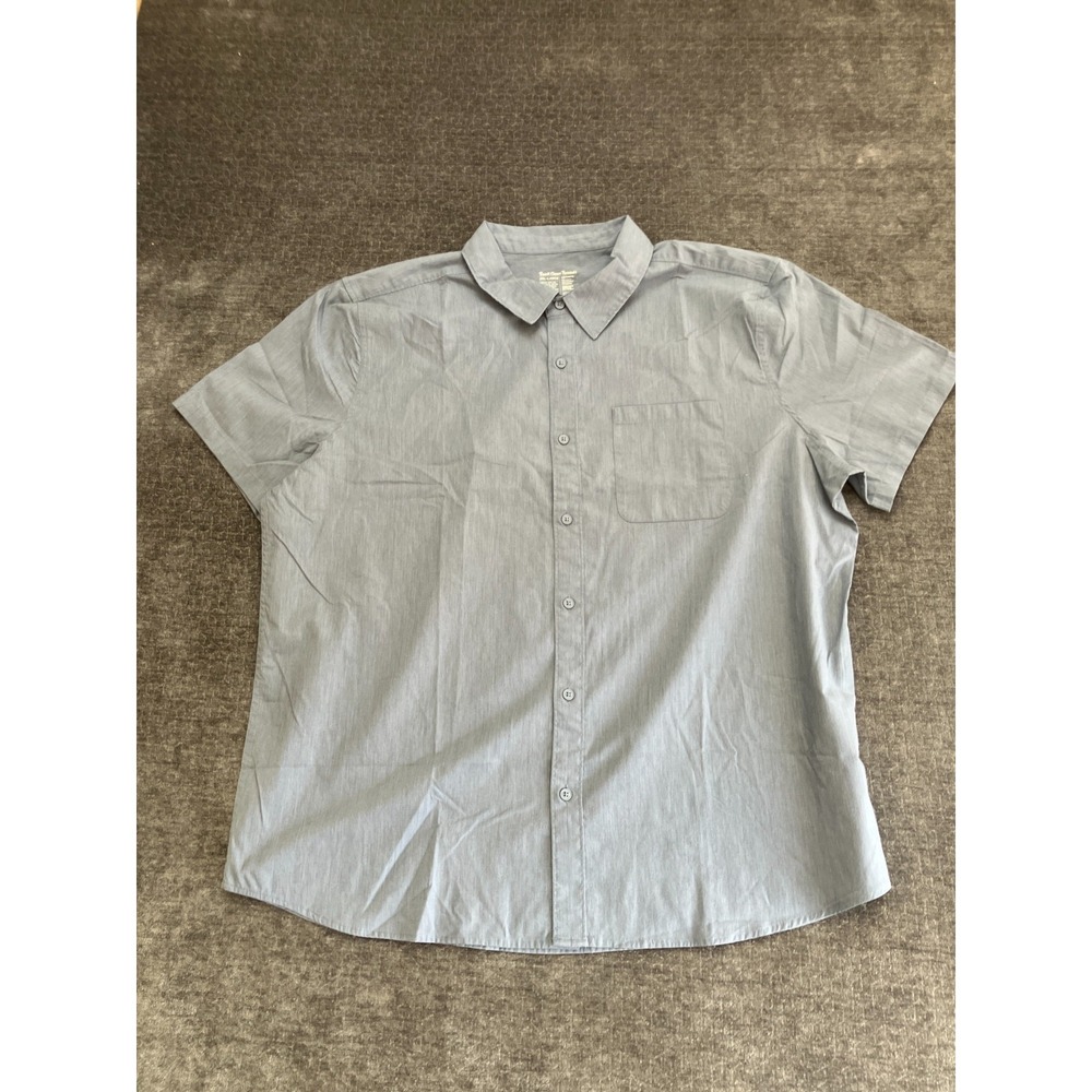 Fresh Clean Threads Shirt Mens 2XL Gray Cotton Stretch Button Up Casual‎ Pleated